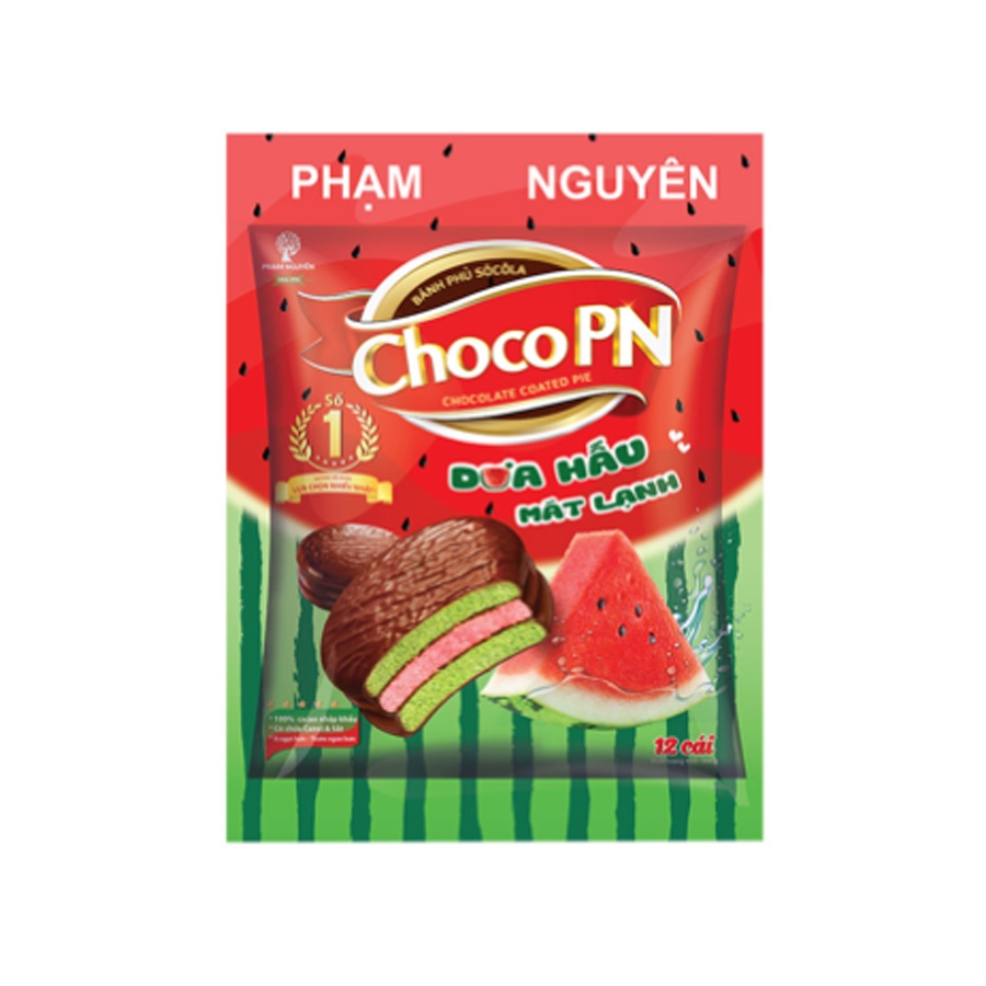 Bánh Choco PN Vị Dưa Hấu (bịch 12 cái / 204G)