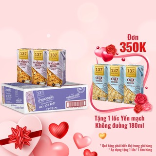 Thùng Sữa Hạt Óc Chó Nguyên Chất 137 Degrees (180ML x 36 Hộp)