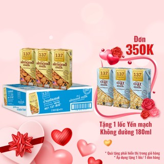 Thùng Sữa Hạt Hạnh Nhân Không Ngọt 137 Degrees (180ML x 36 Hộp)