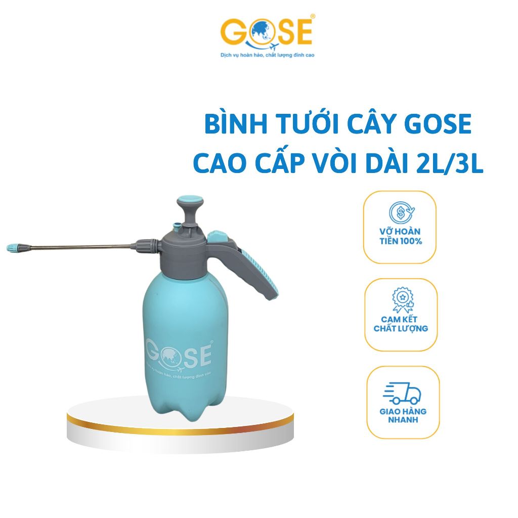 Bình tưới cây GOSE cao cấp vòi dài 2l/3l xịt phun dung dịch làm vườn