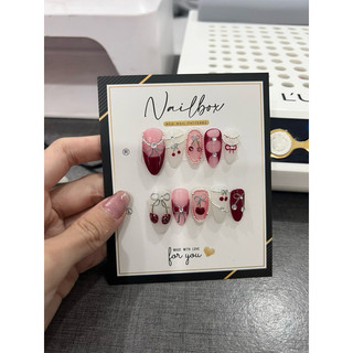Nailbox cherry nổi mix hạt bi ( ms 19 )