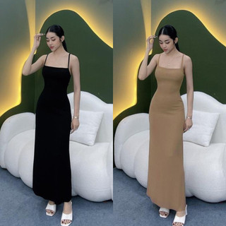  Váy Body 2 Dây Dáng Ôm Dài Midi Madela Thun Gân Co Giãn Đầm Body 2 Dây Dài Chất Thun Co Giãn Thoải Mái 