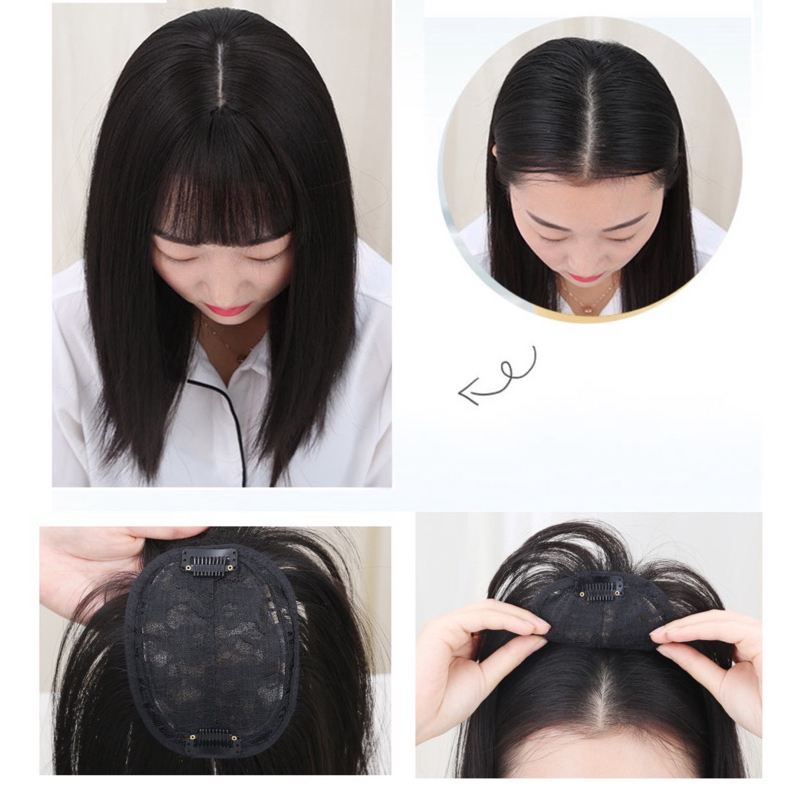 [HÌNH THẬT] TÓC GIẢ PHỦ ĐỈNH ĐẦU TẠO KIỂU TÓC CÓ MÁI/ TÓC GIẢ PHỦ BẠC CAO CẤP