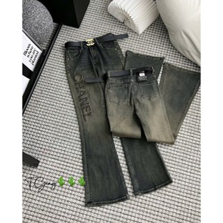 Quần jeans ống loe loang xẻ gấu cạp cao, quần bò loe 9 tấc lưng cao một đường chỉ trẻ trung QCCC New LuciK Shop QD0032