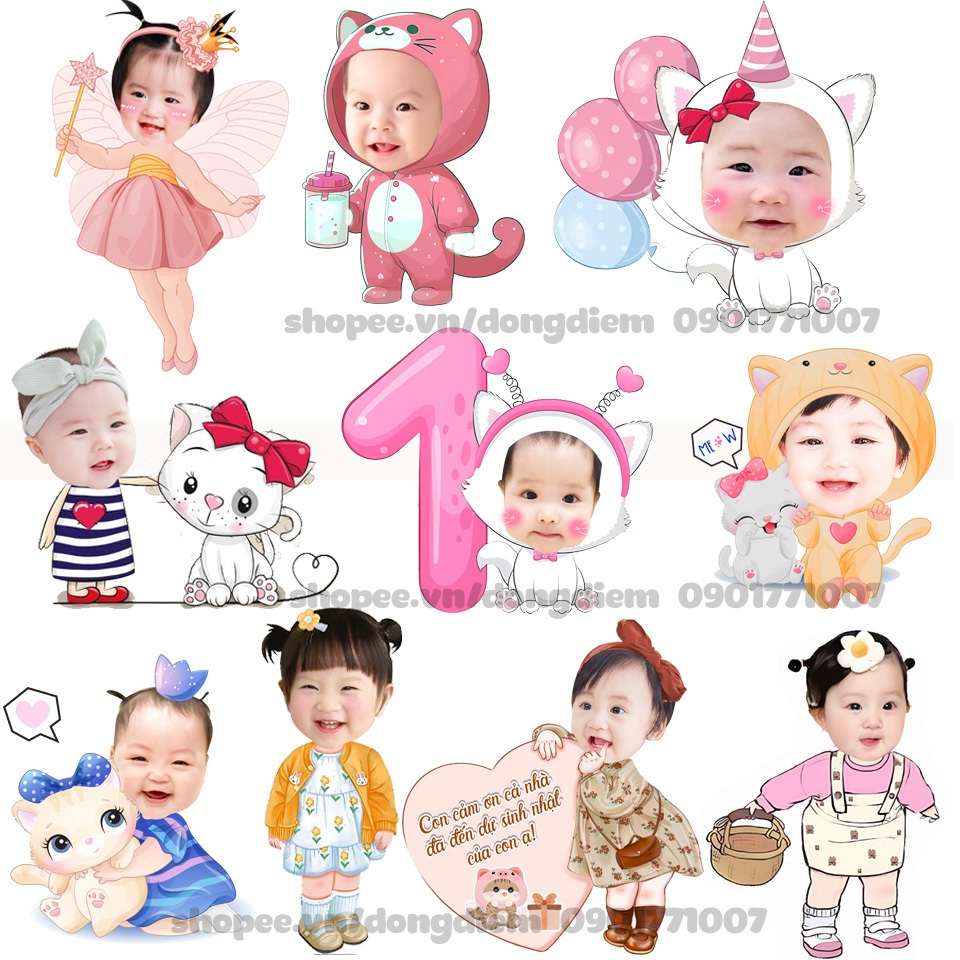 Hình chibi sinh nhật Mon Party  cao 25cm, thiết kế chibi sinh nhật cho bé trang trí tiệc sinh nhật