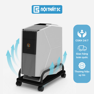 Kệ để cây máy tính Nội Thất 5C có bánh xe xoay 360 độ di chuyển dễ dàng, Kệ CPU trang bị thành sắt hai bên để đỡ CPU