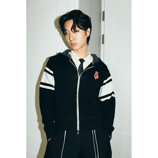 DVRK - Áo Khoác Có Nón Zip-Up Hoodie Dệt Kim Màu Đen PRIVÉ HEART LOGO-DVRK-24SS