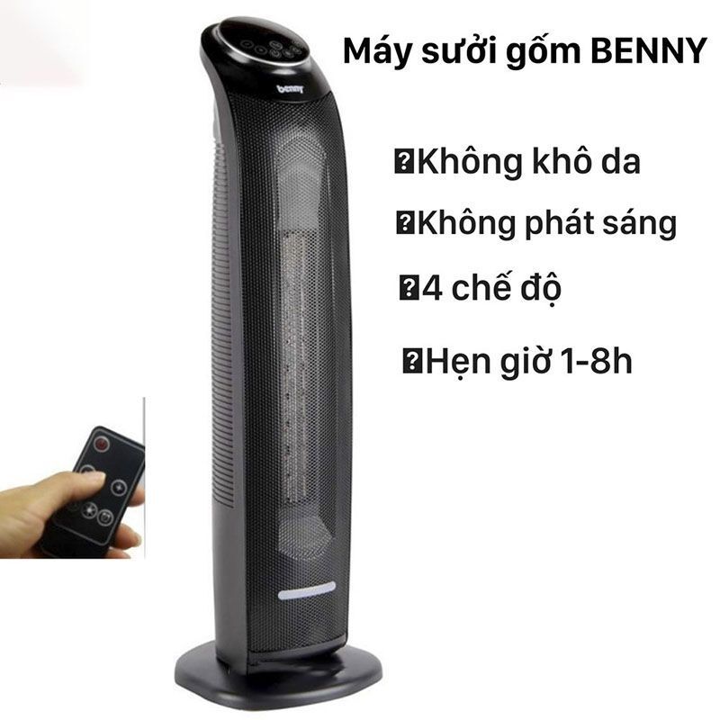 [HÀNG CHÍNH HÃNG] Quạt sưởi gốm không gây khô da Benny BHT-2200 / BHT-2300 - Điều khiển từ xa