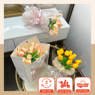 Set Bó 10 Bông Tulip Tặng Người Yêu, Bạn Bè, Phụ Kiện Chụp Ảnh