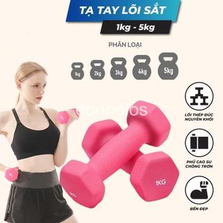 Tạ tay lõi sắt bọc cao su, tạ đơn 1kg 2kg 3kg 4kg 5kg