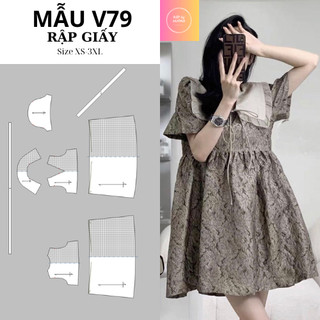 Rập giấy váy kiểu nữ V79 size XS-3XL (bản vẽ)