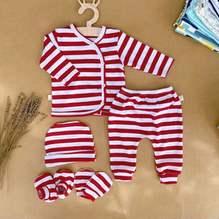 Set 5 chi tiết bộ dài tay sơ sinh cotton cao cấp cho bé sơ sinh 0-3 tháng