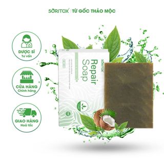 Xà bông thảo mộc chăm sóc da Vảy nến, Viêm da, Mờ thâm, Sạch mụn, Sáng da với tinh chất lá Neem - SORITOX SOAP 130GR