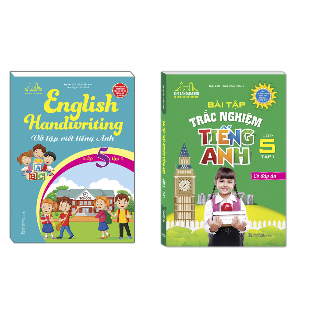 Sách - Combo 2c - Vở tập viết tiếng anh 5 tập 1 & bài tập trắc nghiệm tiếng anh lớp 5 tập 1