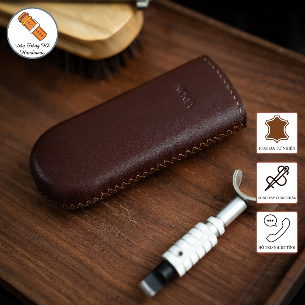 Mino Crafts - Bao da điện thoại N0KIA 6700, 8800, 8910 - Da bò nhập khẩu - Đồ da Handmade - Màu nâu