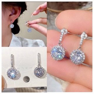 Khuyên tai dáng tròn đính đá zircon phong cách hàn quốc sang trọng thời trang cao cấp