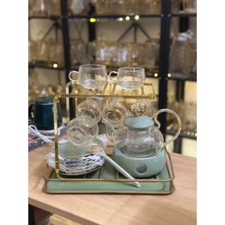 Bộ ấm chén sứ xương kèm khay ️𝘾𝘼𝙊 𝘾𝘼̂́𝙋️ Bộ tách trà sứ xương phong cách hoàng gia