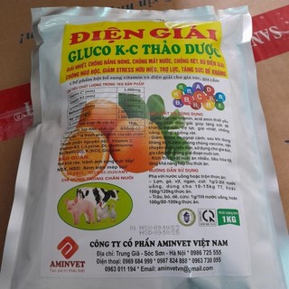 Gói điện giải gluco-kc thảo dược 1kg chống nóng gà, heo...