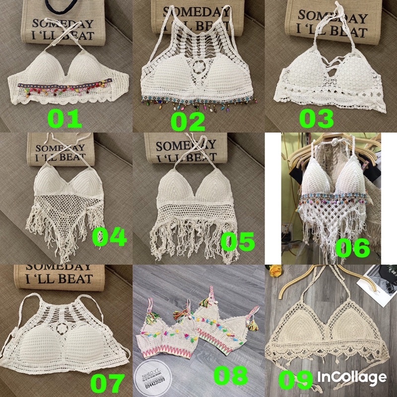 Áo bra len móc nhiều kiểu mặc đi biển⚡️bikini hot