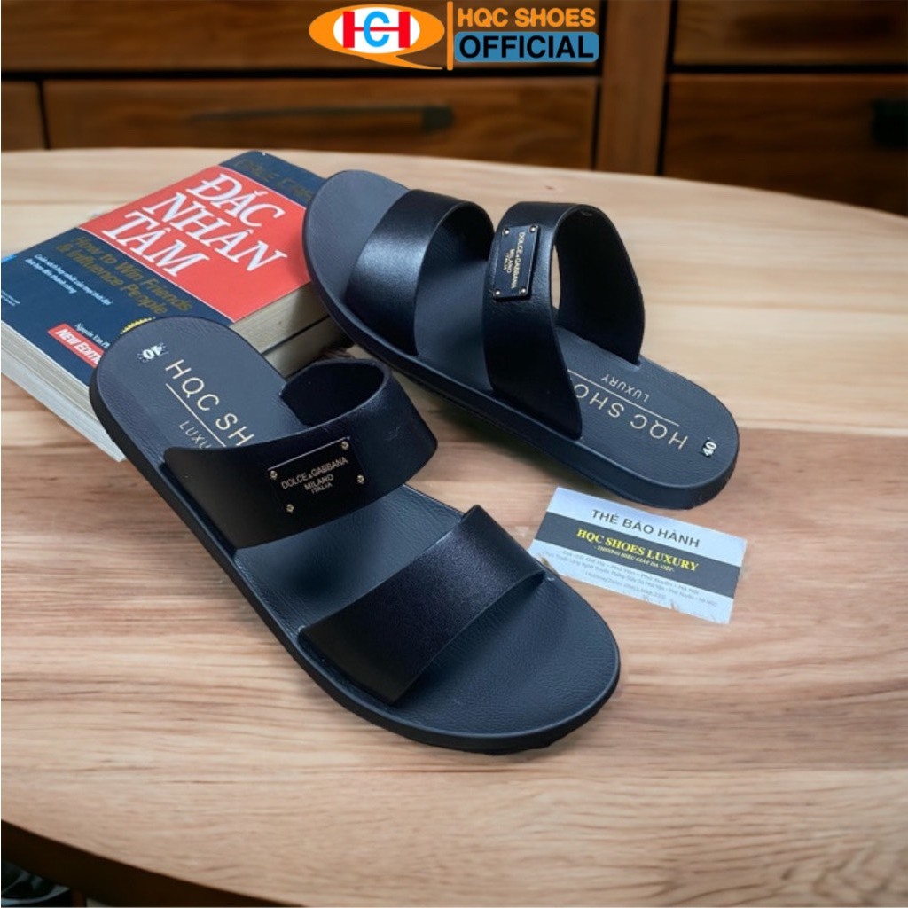Dép da nam cao cấp da bò nguyên tấm khâu chỉ phong cách trẻ trung HT0166