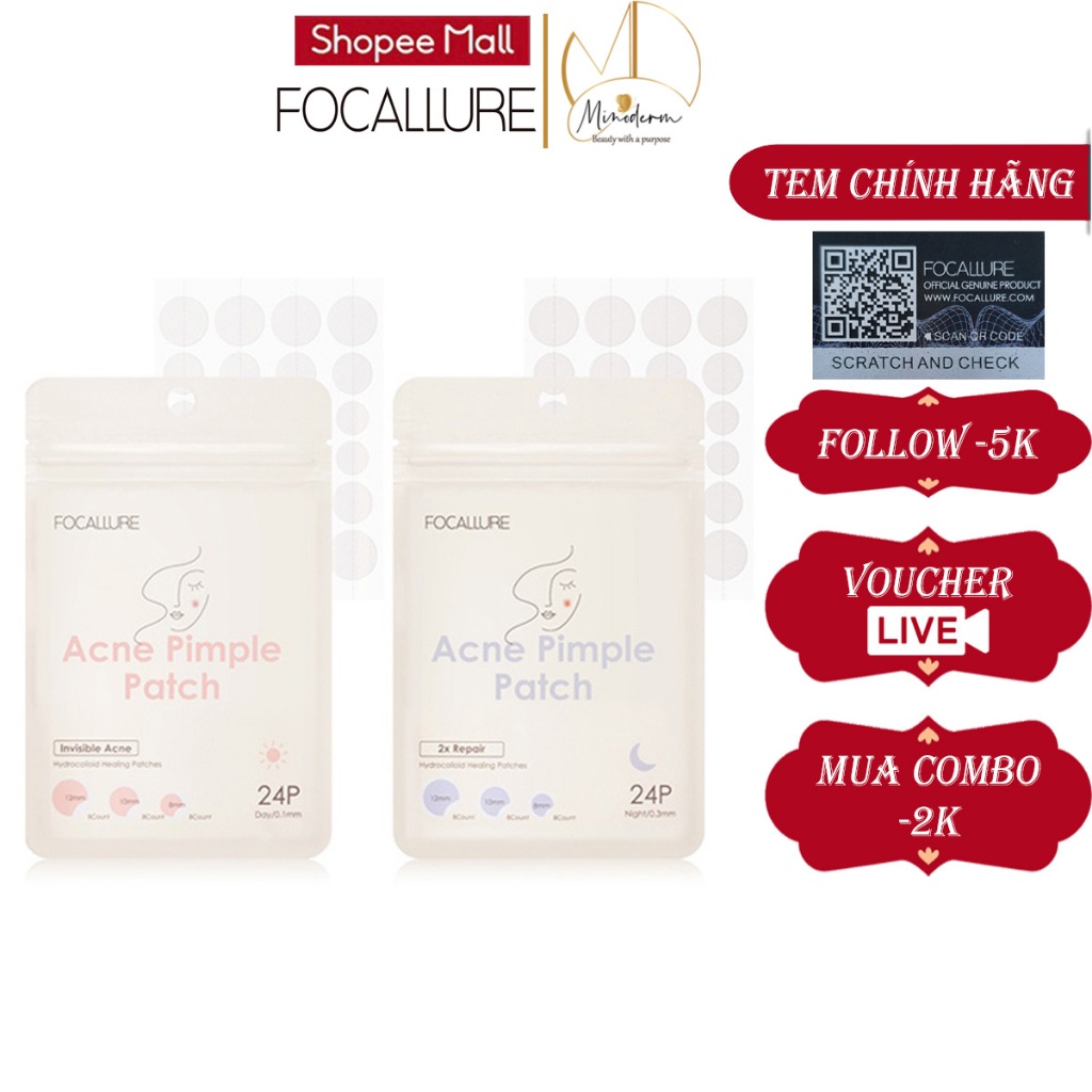 Miếng dán mụn FOCALLURE bám dính chắc chắn, chống thấm nước 2g Fa-186