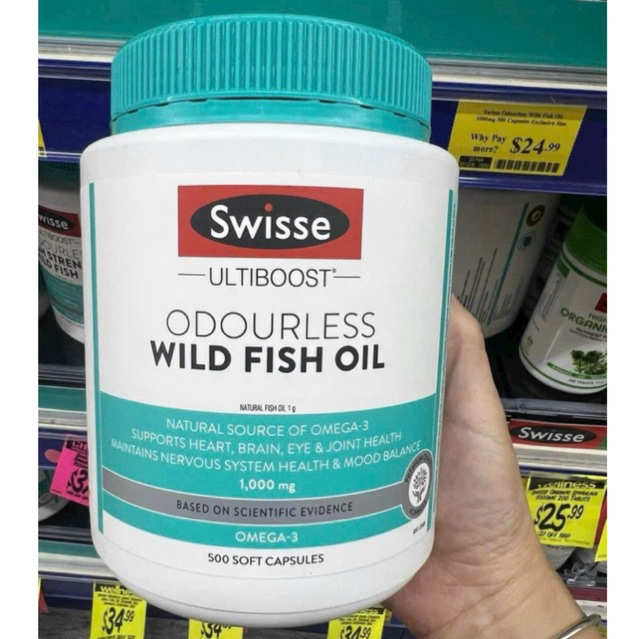 Dầu cá không mùi Swisse Odourless Wild Fish Oil 1000mg 500 viên