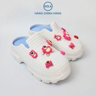 Dép Clogs sục nữ KOLA đế cao chất liệu đế EVA siêu nhẹ kèm sticker gấu dâu dễ thương