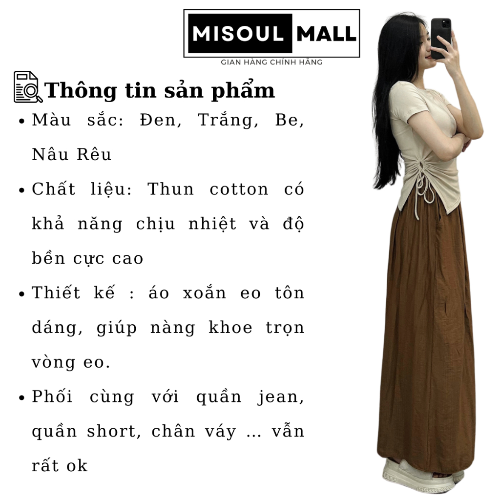 Áo thun vạt chéo rút dây MiSoul Mall xinh xắn nhiều màu, tôn dáng cổ tròn -200 | BigBuy360 - bigbuy360.vn