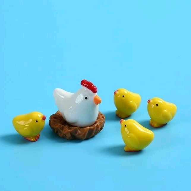Mô hình gà con mini, mô hình trang trí tiểu cảnh, sen đá, terrarium