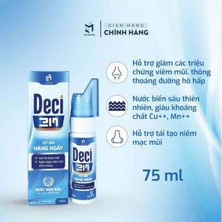 Xịt Mũi Nước Biển Sâu Deci 3M Dùng Hằng Ngày Lọ 75ml Giảm Viêm Mũi Dị Ứng, Ngạt Mũi, Viêm Xoang