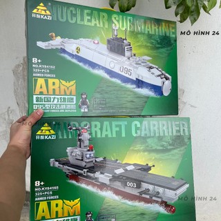 Đồ chơi lắp ráp xếp hình tàu sân bay tàu ngầm chiến đấu quân sự tàu chiến hạm army le go moc tnr24 tsb24 kazi ky84162