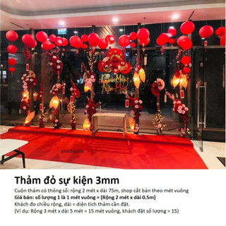 Thảm nỉ đỏ trải sàn sự kiện giá rẻ dạng cuộn dày 3mm trải sân khấu hội trường cầu thang lối đi (1 mét vuông)