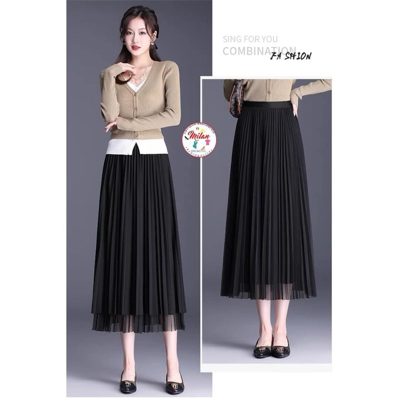 Chân váy xếp ly ngắn -dài mặc 2 mặt siêu chất loại 1