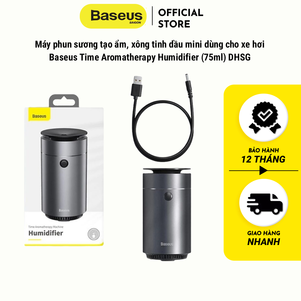 Máy phun sương, xông tinh dầu mini Baseus DHSG time aromatherapy humidifier 75ml - hàng chính hãng