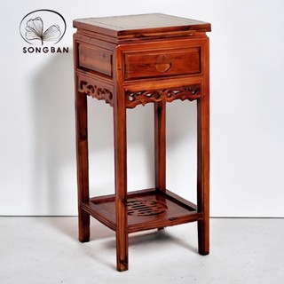 Kệ Gỗ Trang Trí Tiện Hoa Văn Có Hộc Kéo Cao 88cm, Đôn Gỗ Để Chậu Cây, Bình Hoa - Hàng VN Xuất Khẩu