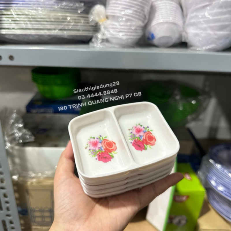 Chén chấm nhựa meka 2 ngăn
