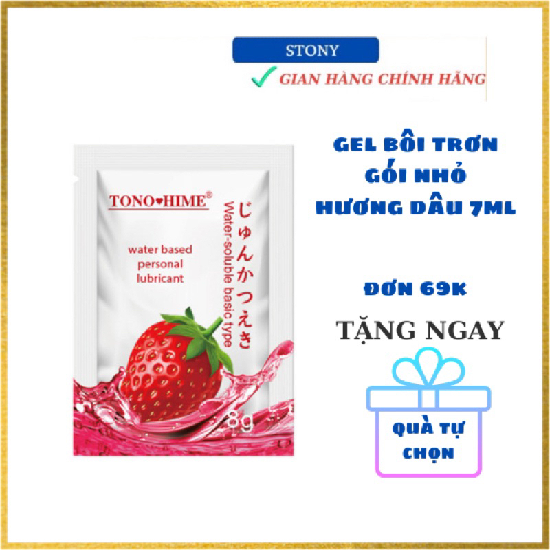 Gel bôi trơn vị dâu dạng gói nhỏ tiện lợi gốc nước tự nhiên an toàn 8g