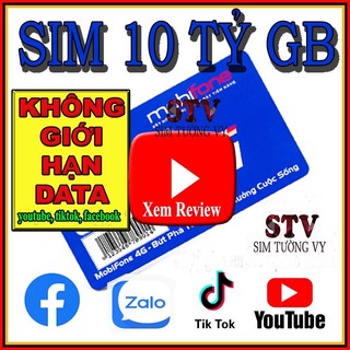 Sim 4G mobifone tk135, tk159, mxh120, mxh100 10 tỷ gb xem youtube, facbooke, tiktok