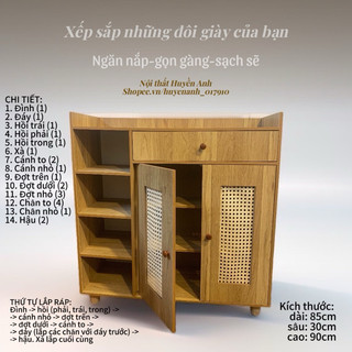 Tủ giày 3 ngăn tiện ích Tủ giày, Kệ giày, Tủ giày nâu cánh Mây Huyền Anh. Kích thước 85x30x90