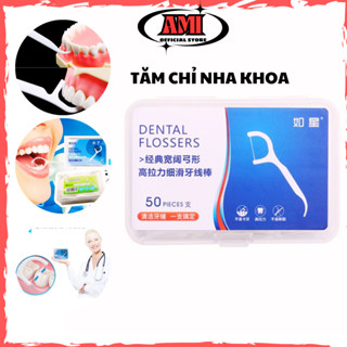 Combo 6 hộp Tăm chỉ nha khoa hộp 50 Cây Dental Flossers-làm sạch răng miệng,vệ sinh kẽ răng chân nướu tiệt trùng- AMI