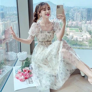 Đầm Voan Hoa Dáng Dài Tay Bồng Dáng Xoè Hai Lớp Sang Chảnh Mặc Dự Tiệc, Đi chơi, Hẹn Hò Cực Xinh - Thiên Lý Fashion