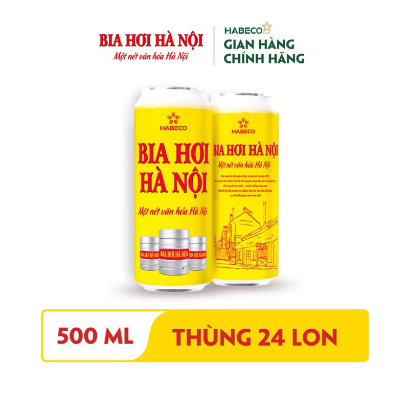 (Hỏa tốc )Thùng 24 lon Bia Hơi Hà Nội - HABECO (500ml/lon)