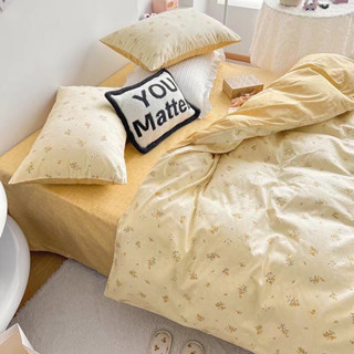 SET VỎ CHĂN GA GỐI COTTON LIVING. mẫu hoa liti vàng