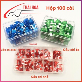 Hộp 100 cái cầu chì ô tô xe tải xe máy 5a 10a 15a 20a 25a 30a 40a chân nhỏ, chân kim, chân to