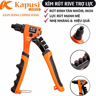 Kềm, kìm rút rivet trợ lực cao cấp 8"/200mm kapusi japan cỡ đinh rút ø2.4- 4.8mm - kìm rút đinh tán nhôm, inox…