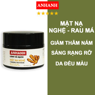Mặt nạ nghệ - Rau Má ANHANH giảm thâm thuần chay - phù hợp với cho da xỉn màu, sáng rạng rỡ và đều màu hơn