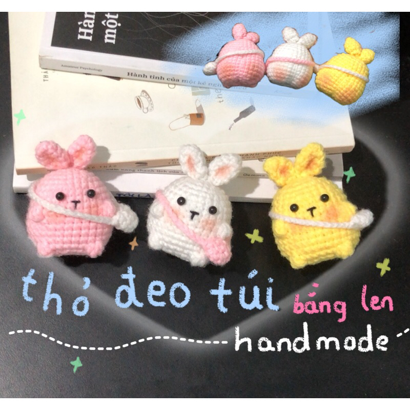 Thỏ đeo túi bằng len handmade (hàng có sẵn)