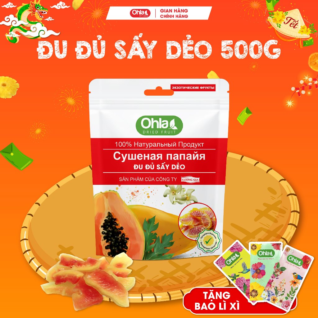 Đu đủ sấy dẻo Ohla 500gr