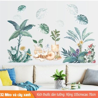 Decal trang trí tường - Họa Tiết Hoa Lá Cổ Điển cá tính mới-BA92389