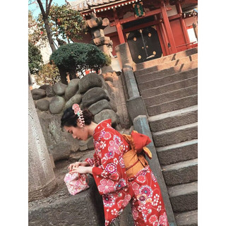 Kimono nữ nhật bản màu đỏ hoa ( sẵn )